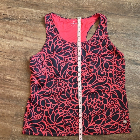 Talbots Tank Top With Razer Back Built-in Bra Size XL Black And Coral - Picture 5 of 7